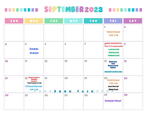 CALENDAR | Highland Bluff Elementary PTO | Brandon