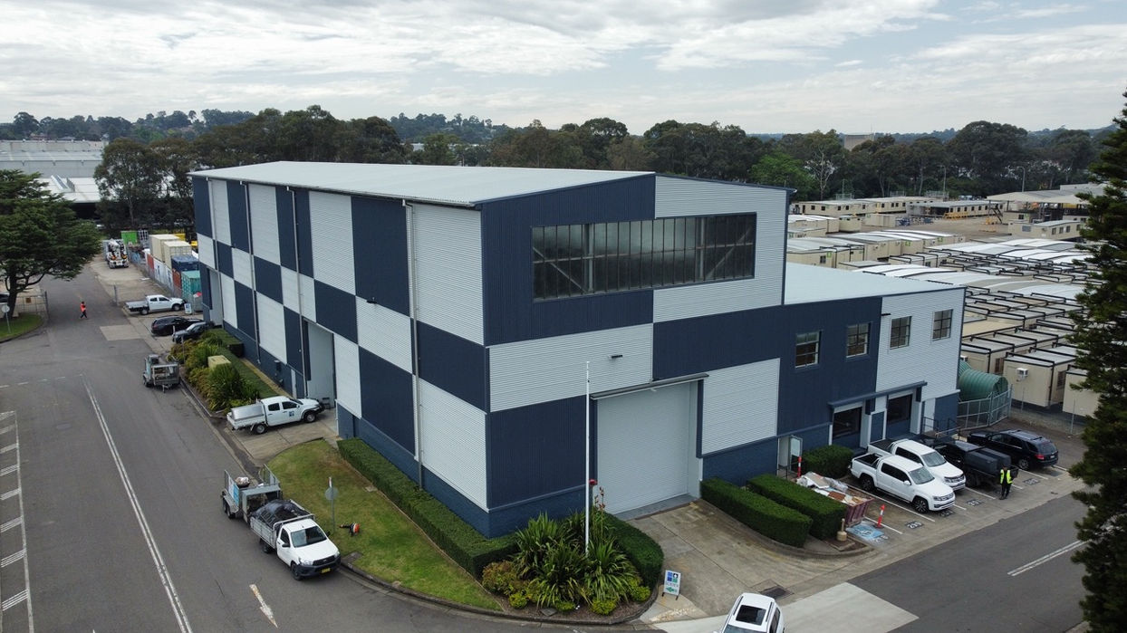 Award-winning checkerboard wall cladding at the Fordland warehouse in Seven Hills