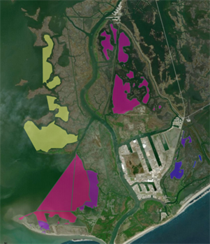 PicturedA map showing the new wetlands created by the dredging of Port Fourchon.