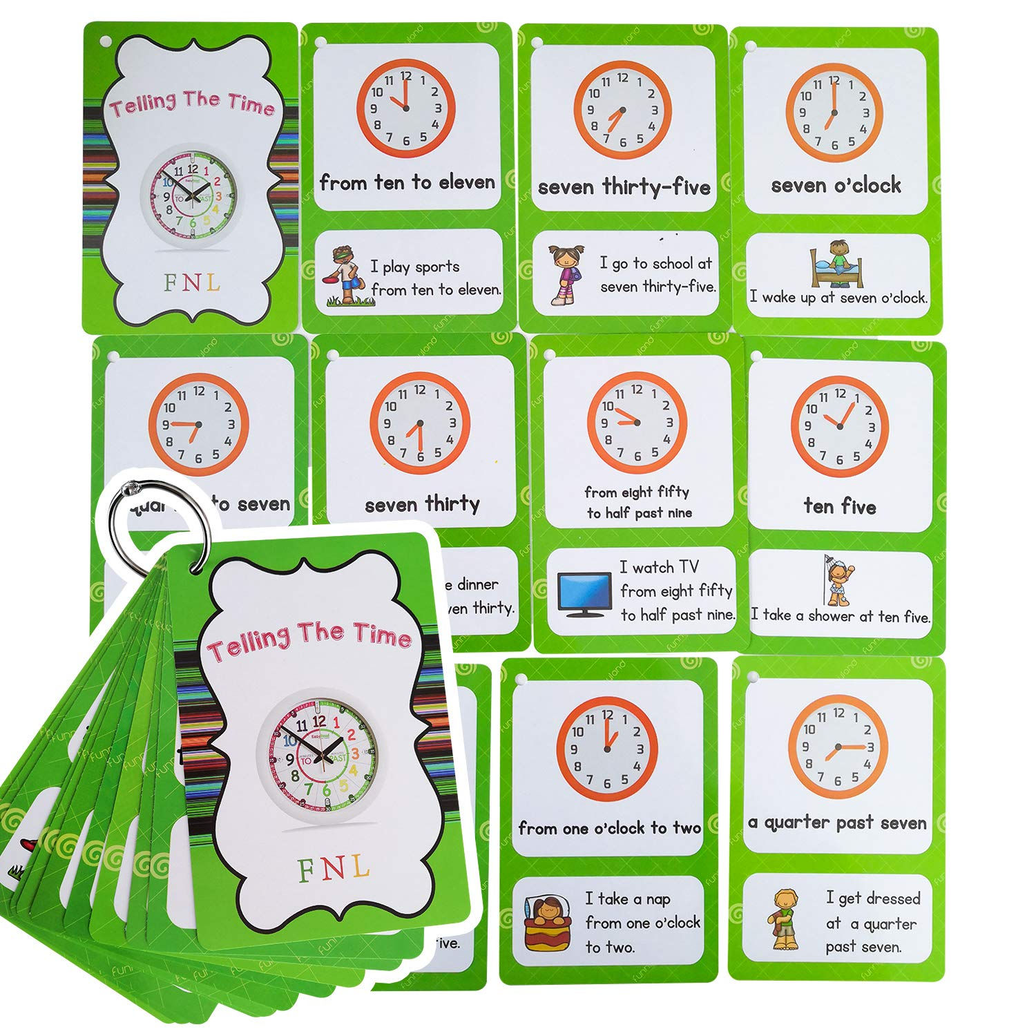 Richardy 20 Analog Clocks Telling Time Flashcards Educational Learning Toys Todd