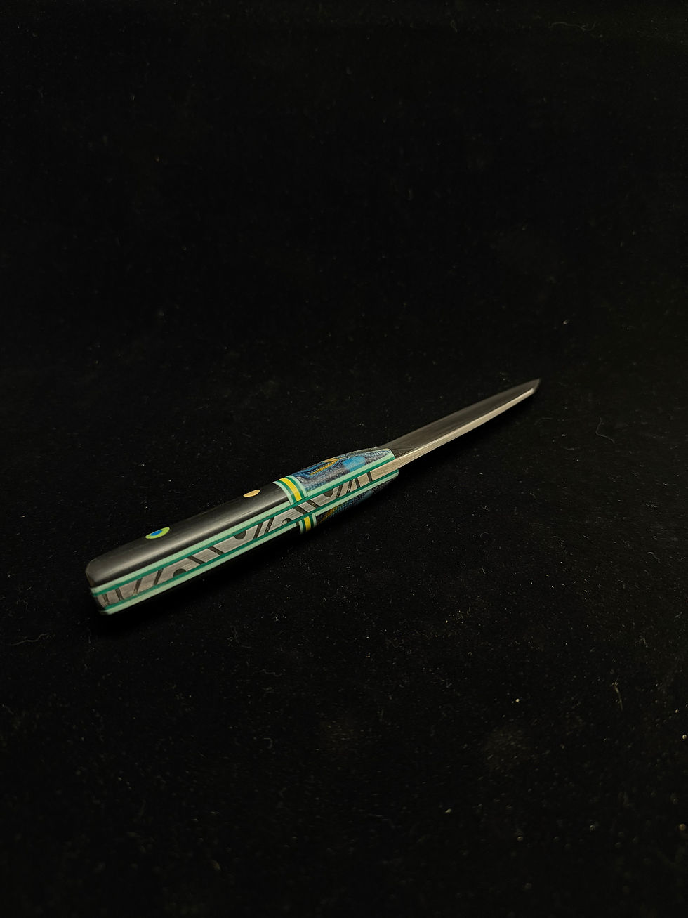 Thumbnail: Stainless Paring knife- Starry Night with yellow micarta