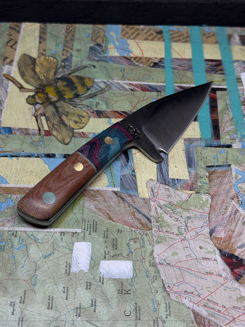 Thumbnail: Stainless steel Sidekick Drop Point , Purple and Blue Micarta