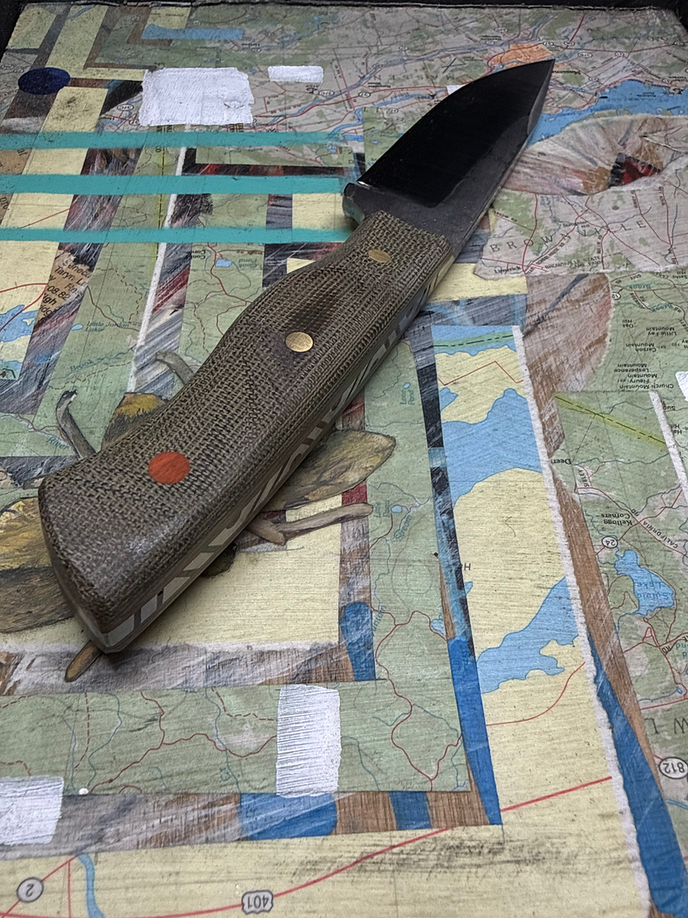Thumbnail: North country Hunter Drop Point -Green Natural micarta and Orange 