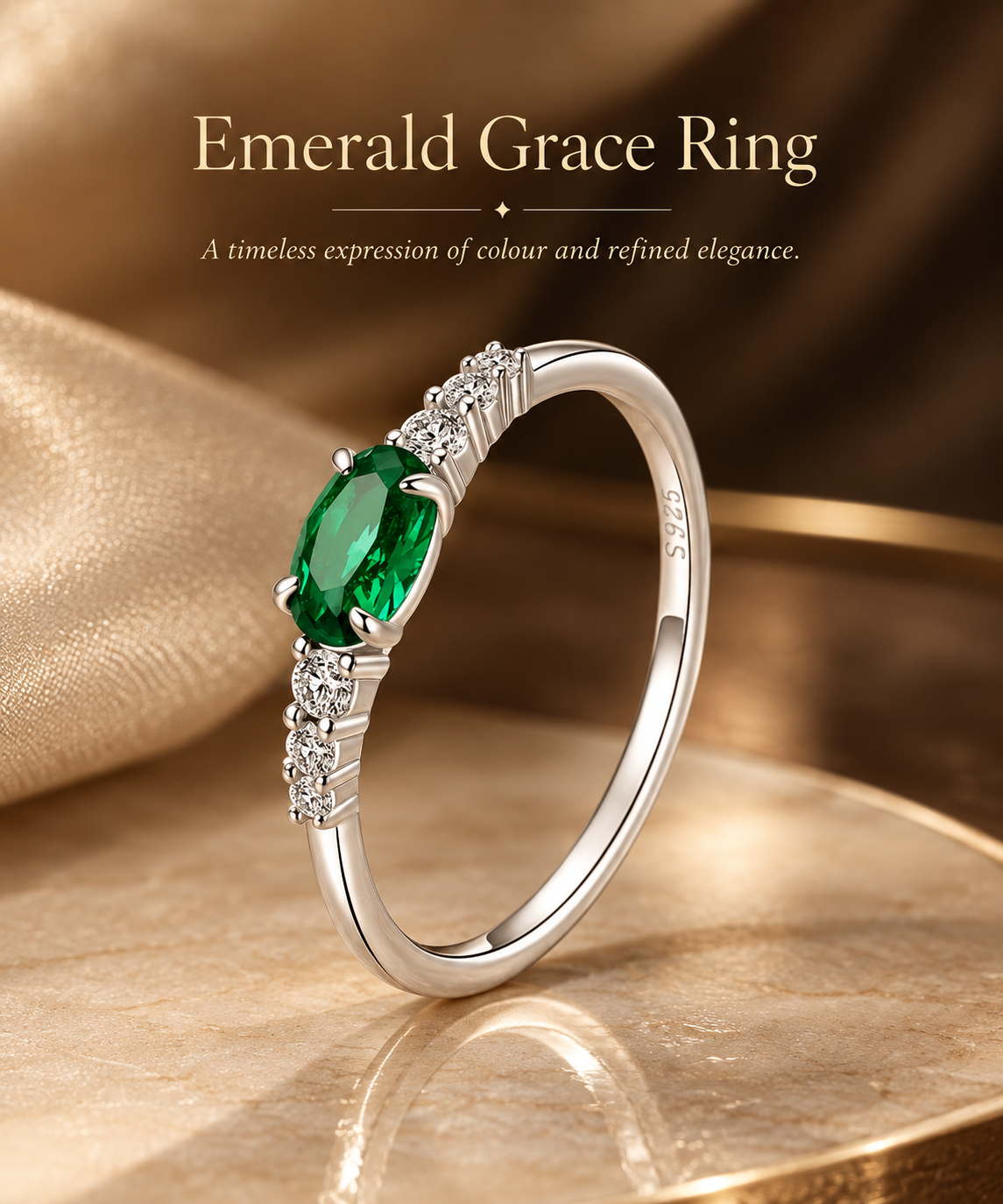 Emerald Grace Oval Ring