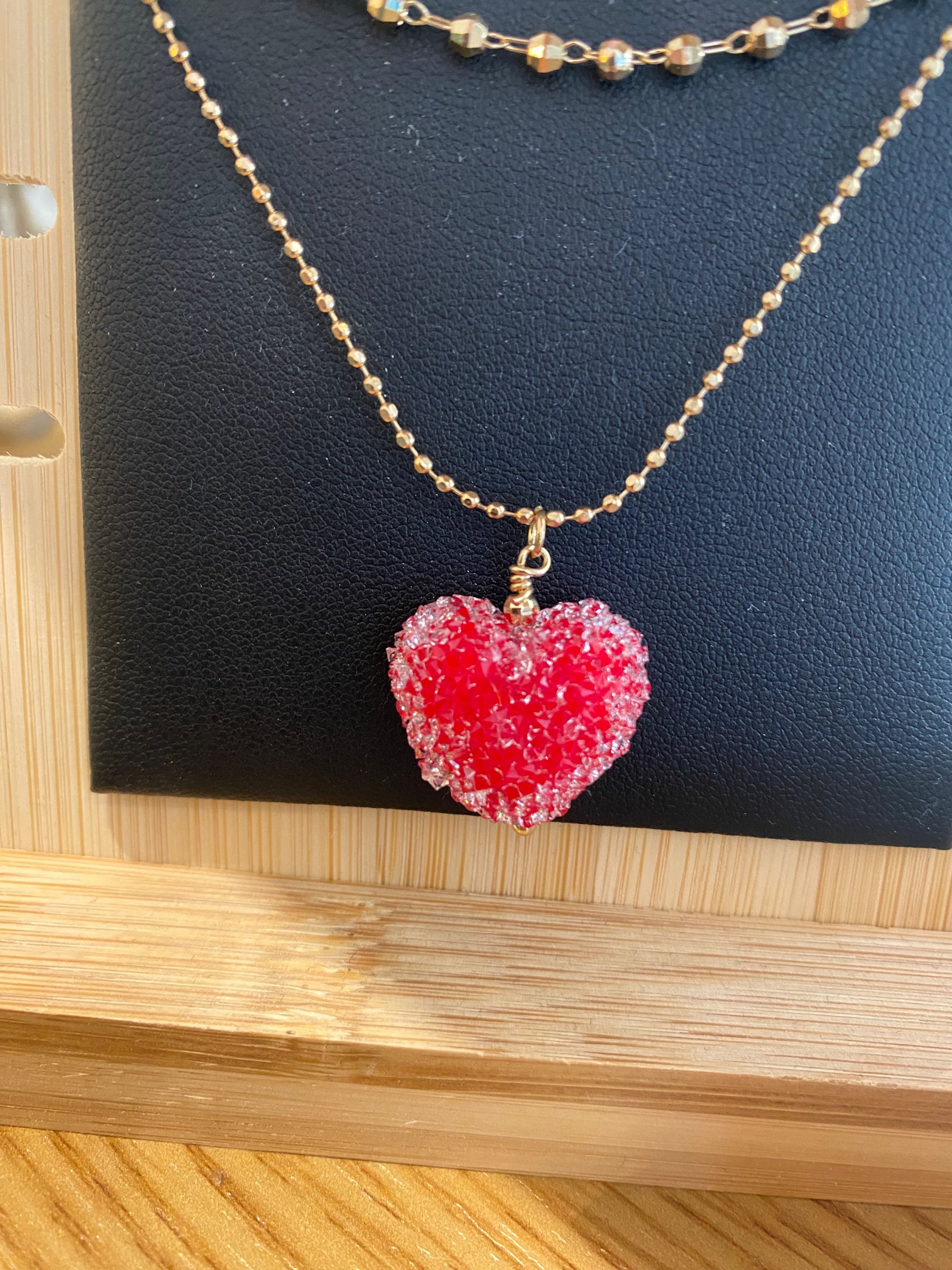 Isles and Stars Red Crystal Heart Necklace