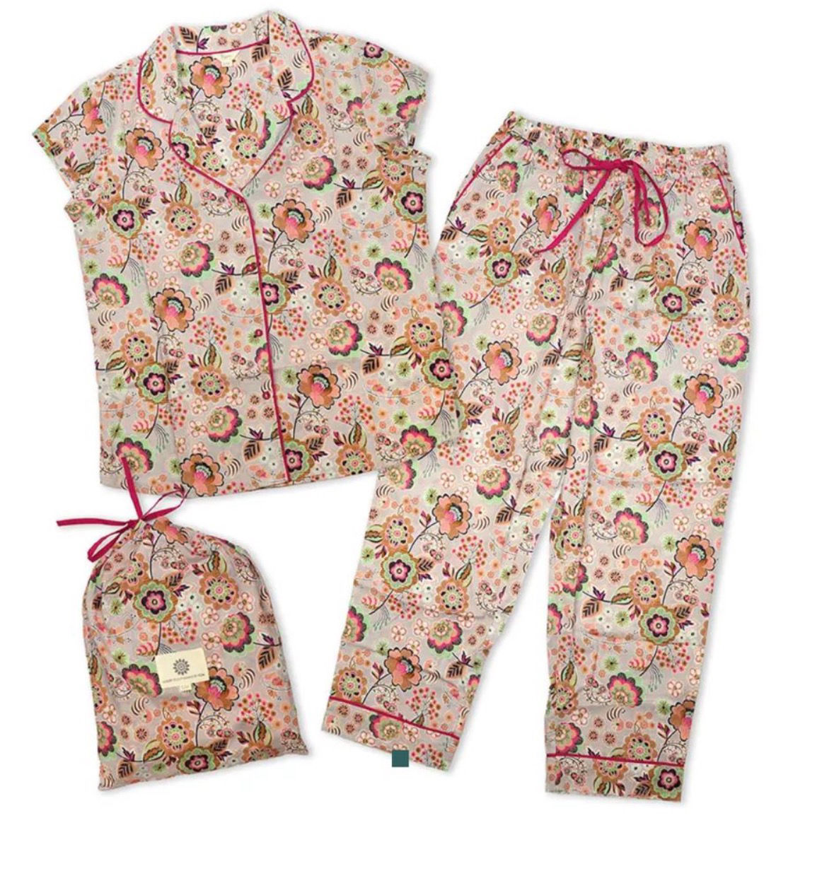 Pale Grey Paisley Cap Sleeve PJ's