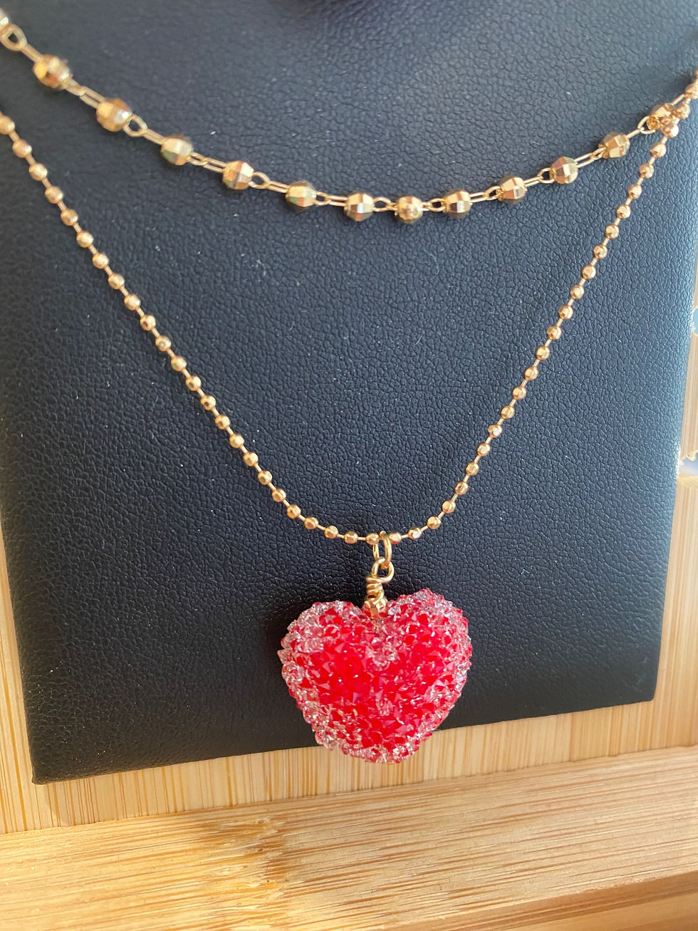 Thumbnail: Isles and Stars Red Crystal Heart Necklace