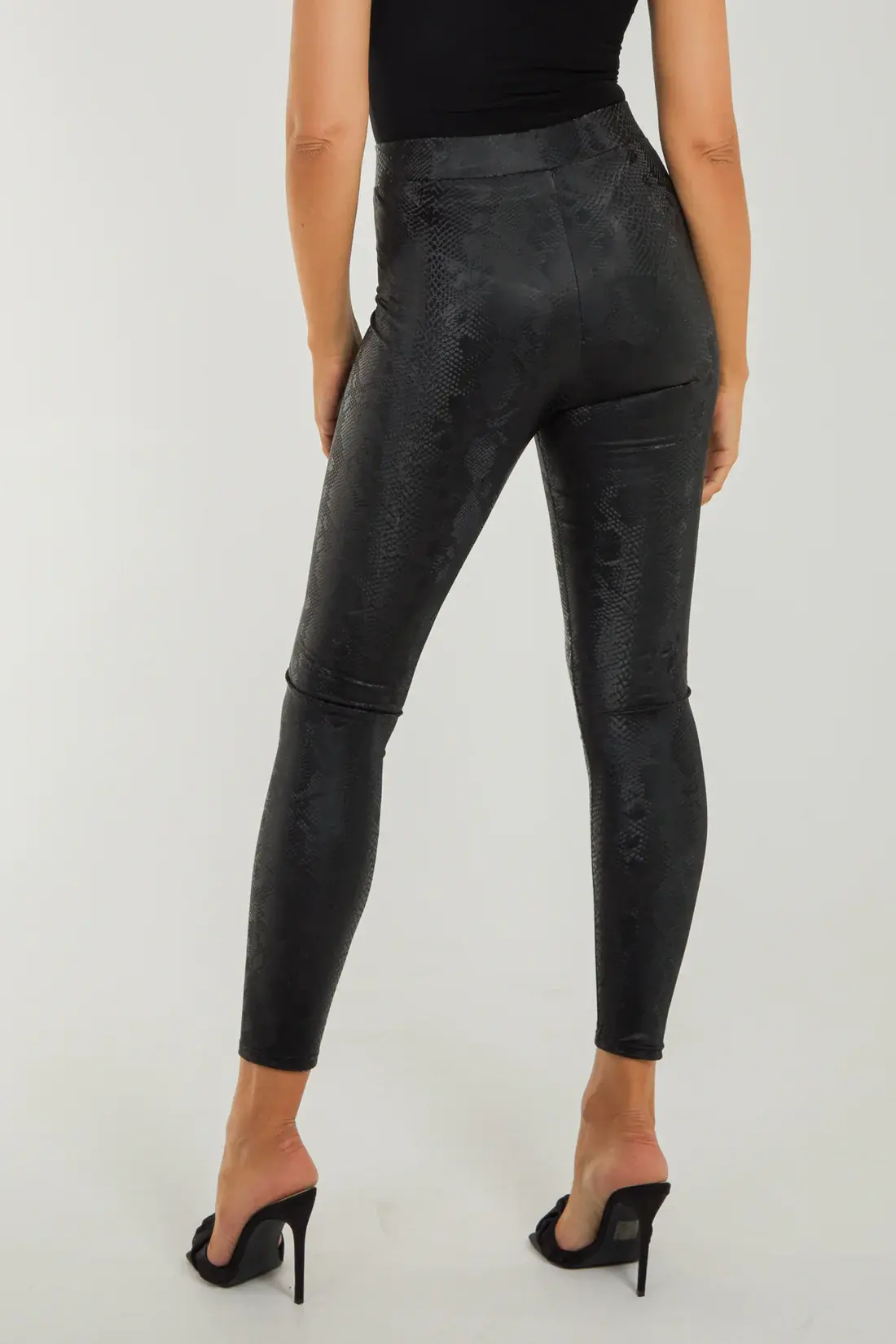 Snake Print Leather Look Leggings