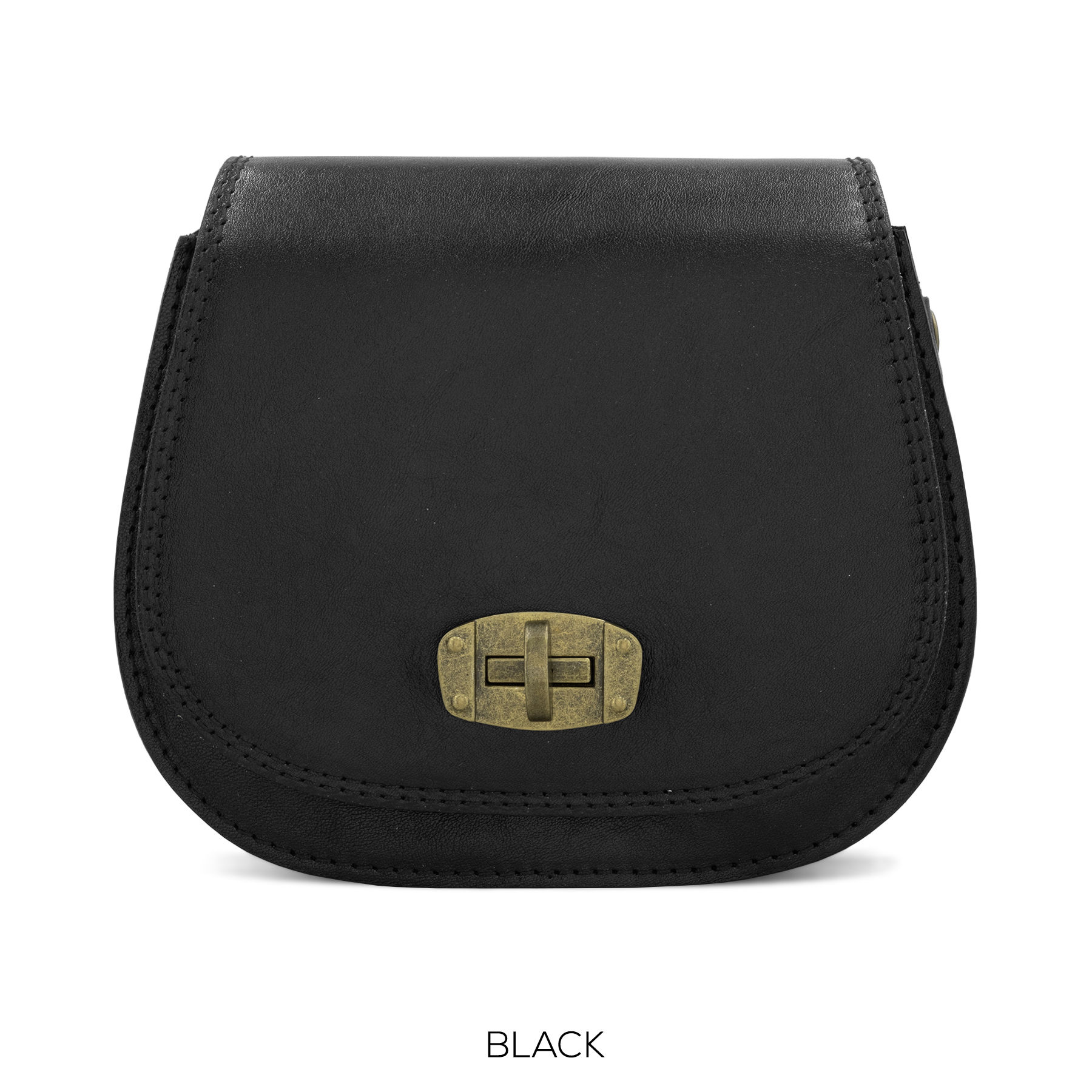 Leather Crossbody Satchel Black
