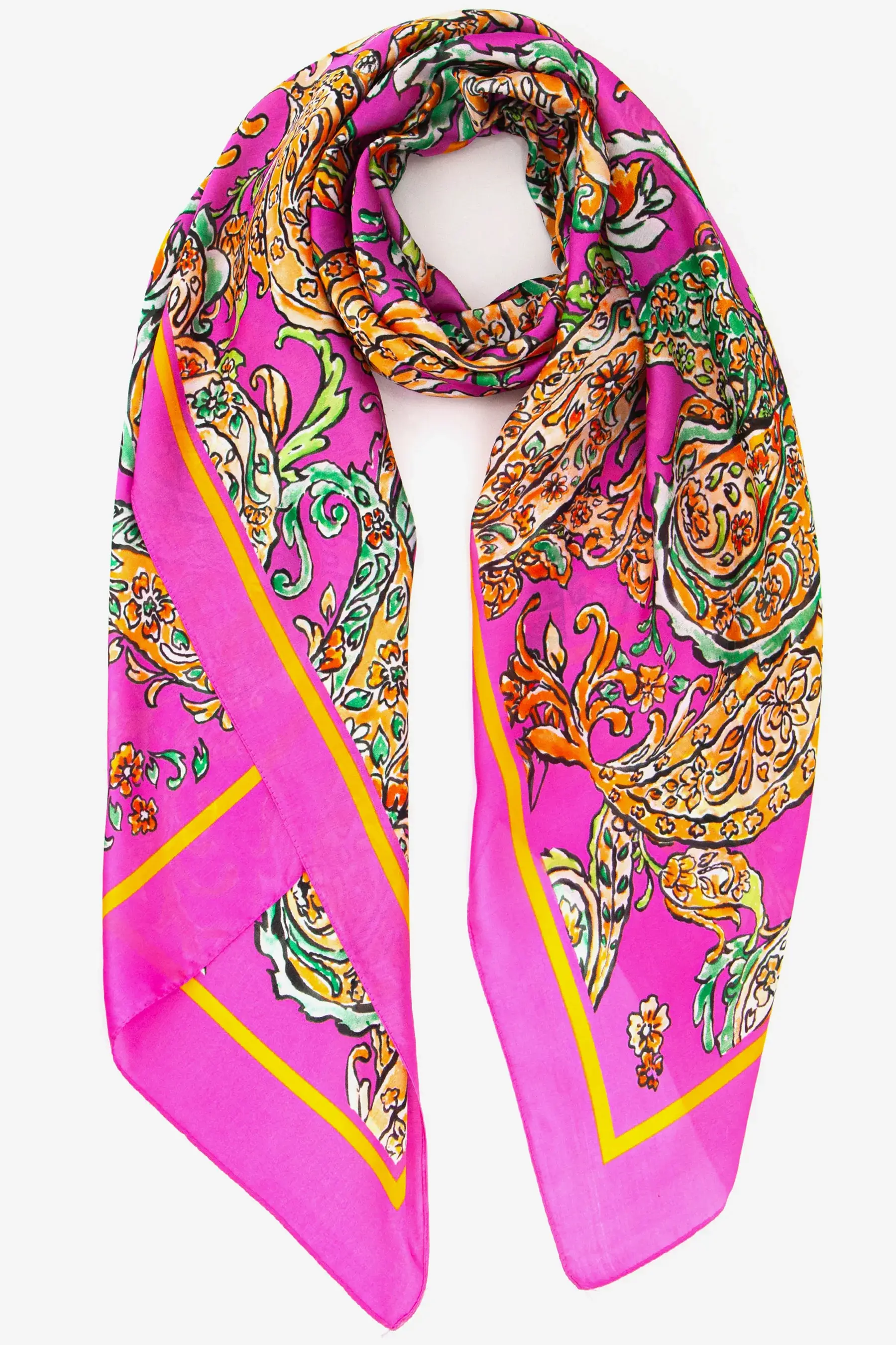 Paisley Print Scarf Hot Pink