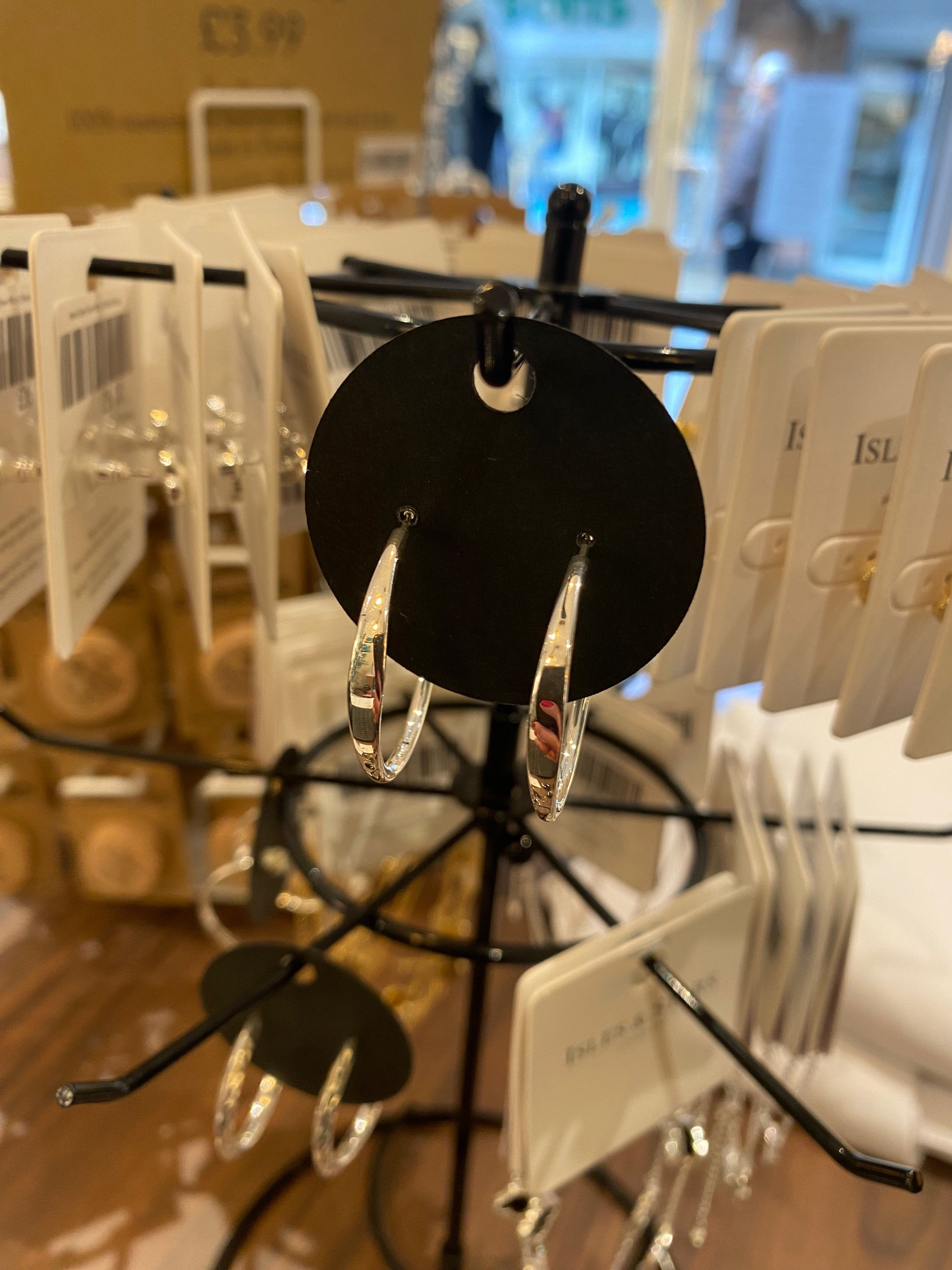 Silver Tapered C Hoops 3cm