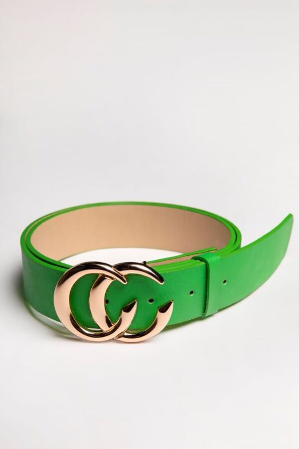 Thumbnail: Bright green gold buckle belt 