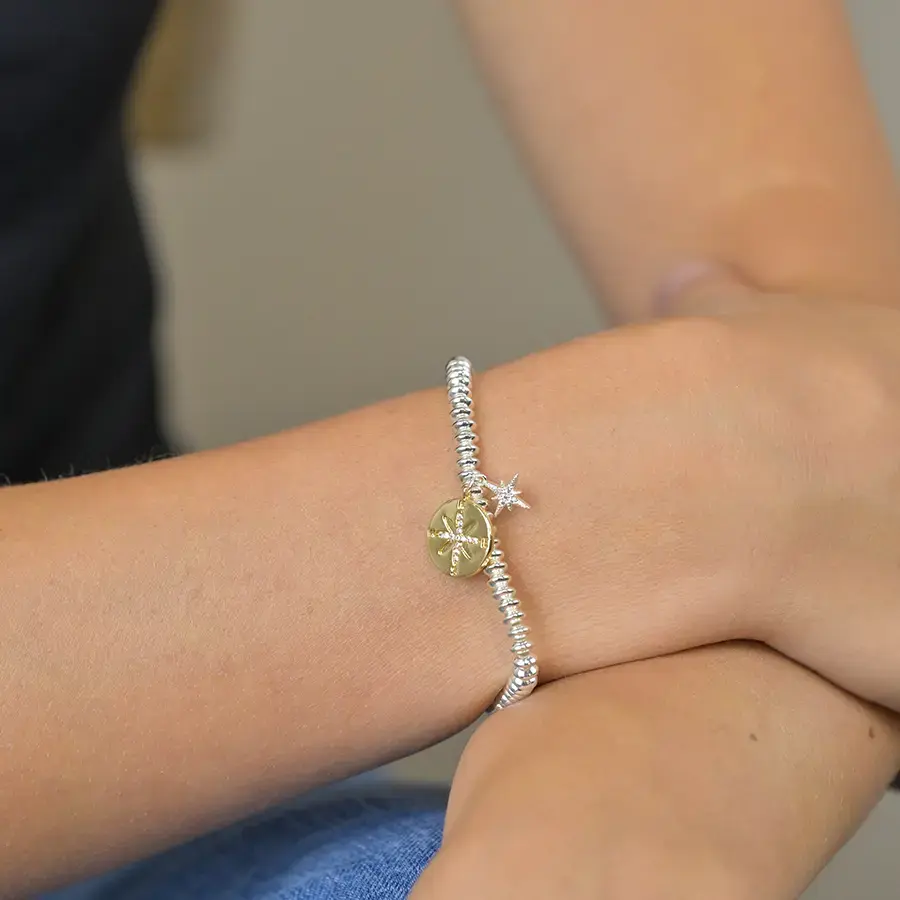 Thumbnail: Faux Gold & Silver Plated Nautical Compass Bracelet