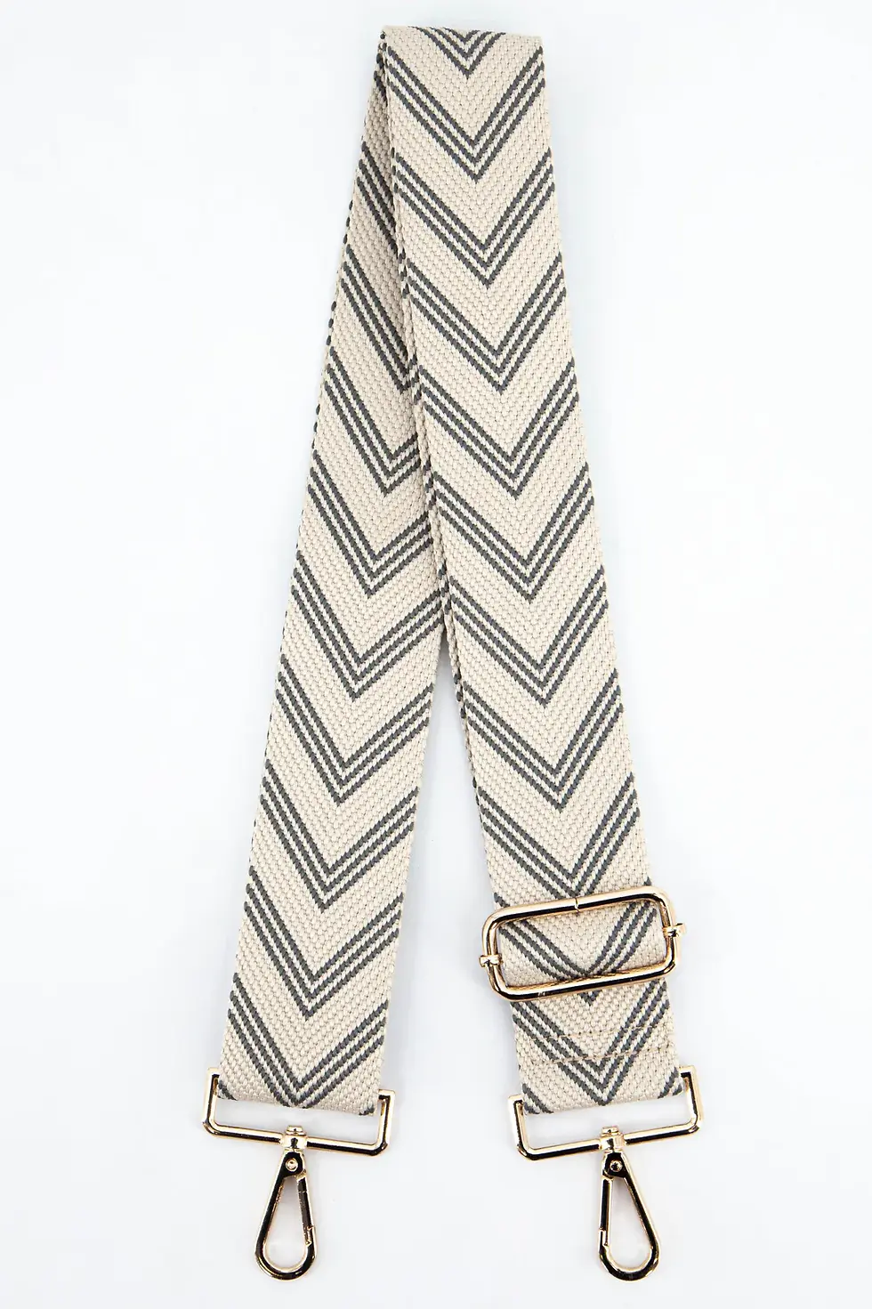 Grey Two Tone Chevron Print Woven Bag Strap
