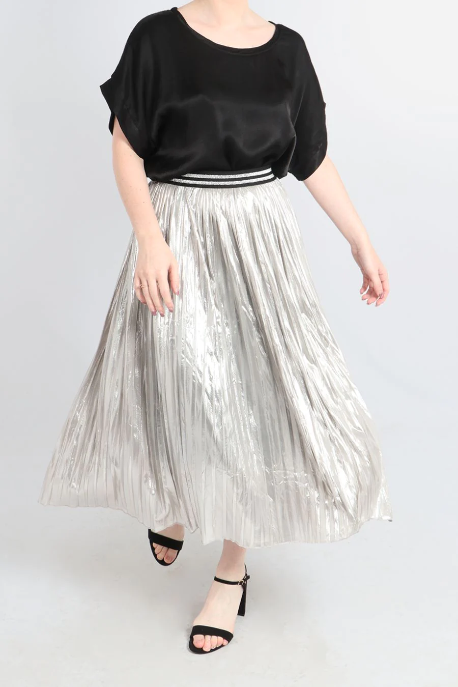 Thumbnail: Silver Foil Pleated Skirt