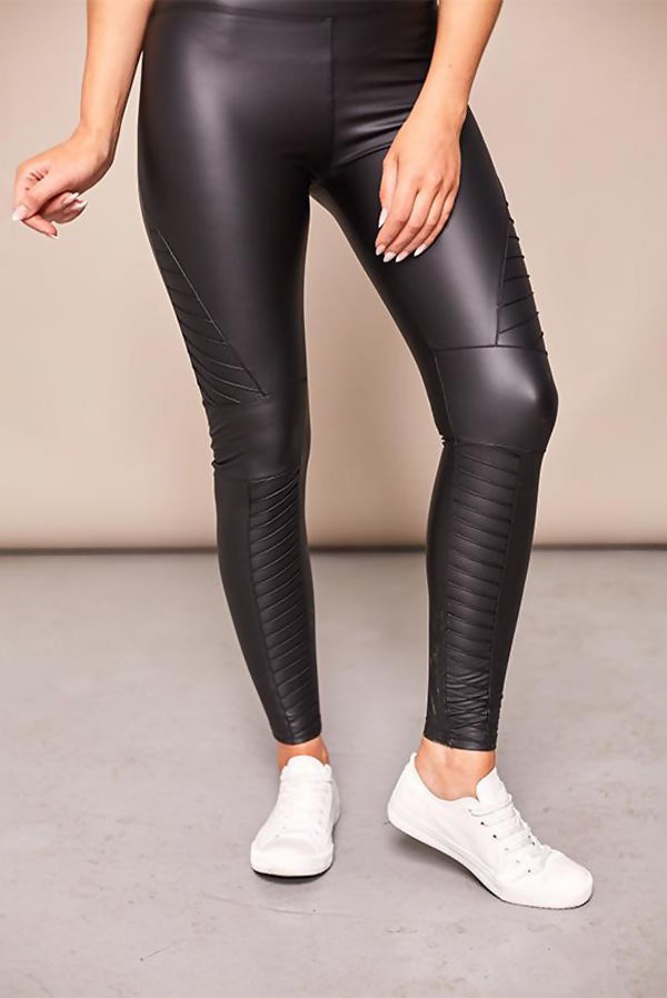 Thumbnail: Leather look biker leggings