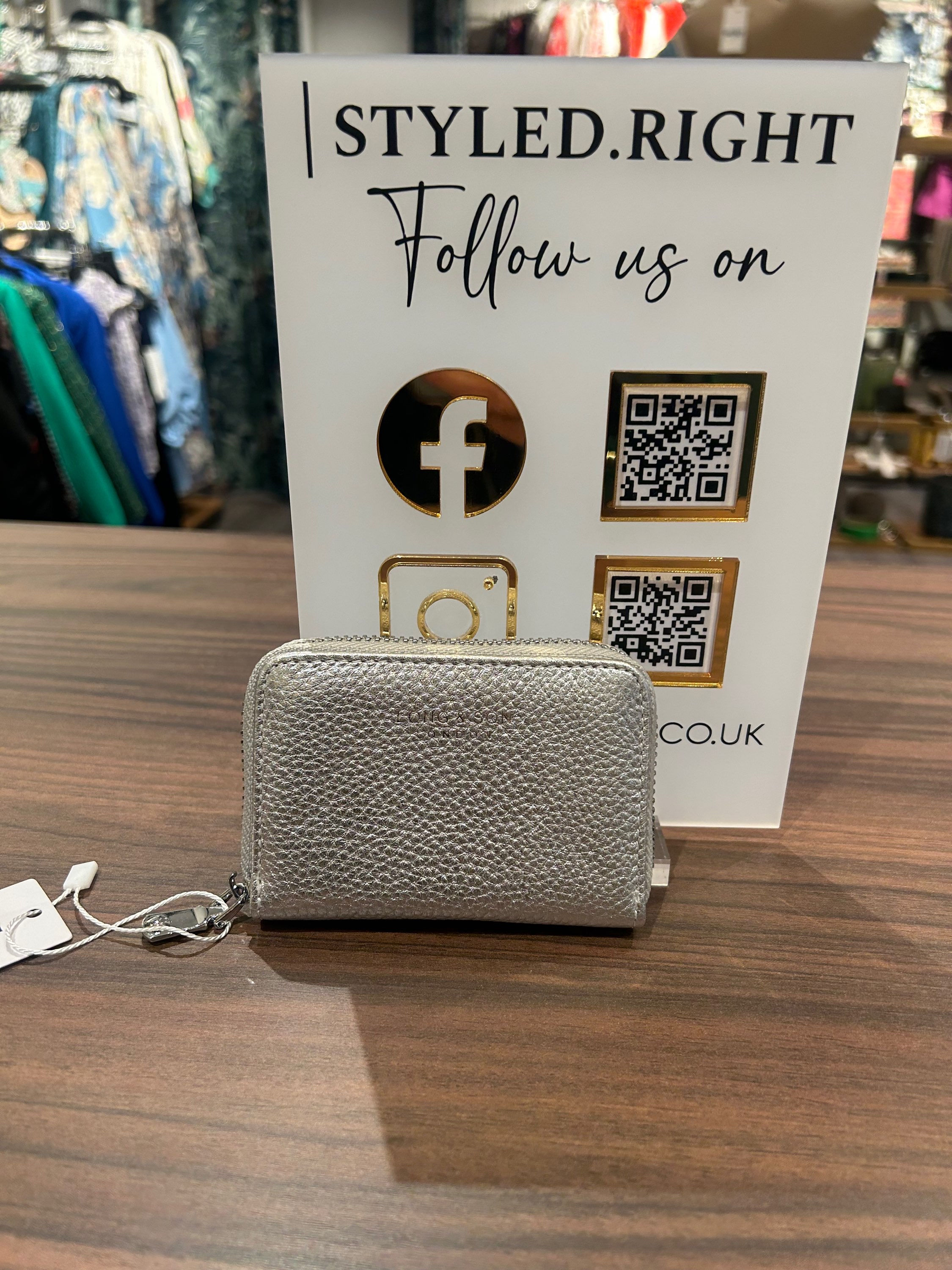 Silver Leather Look Purse