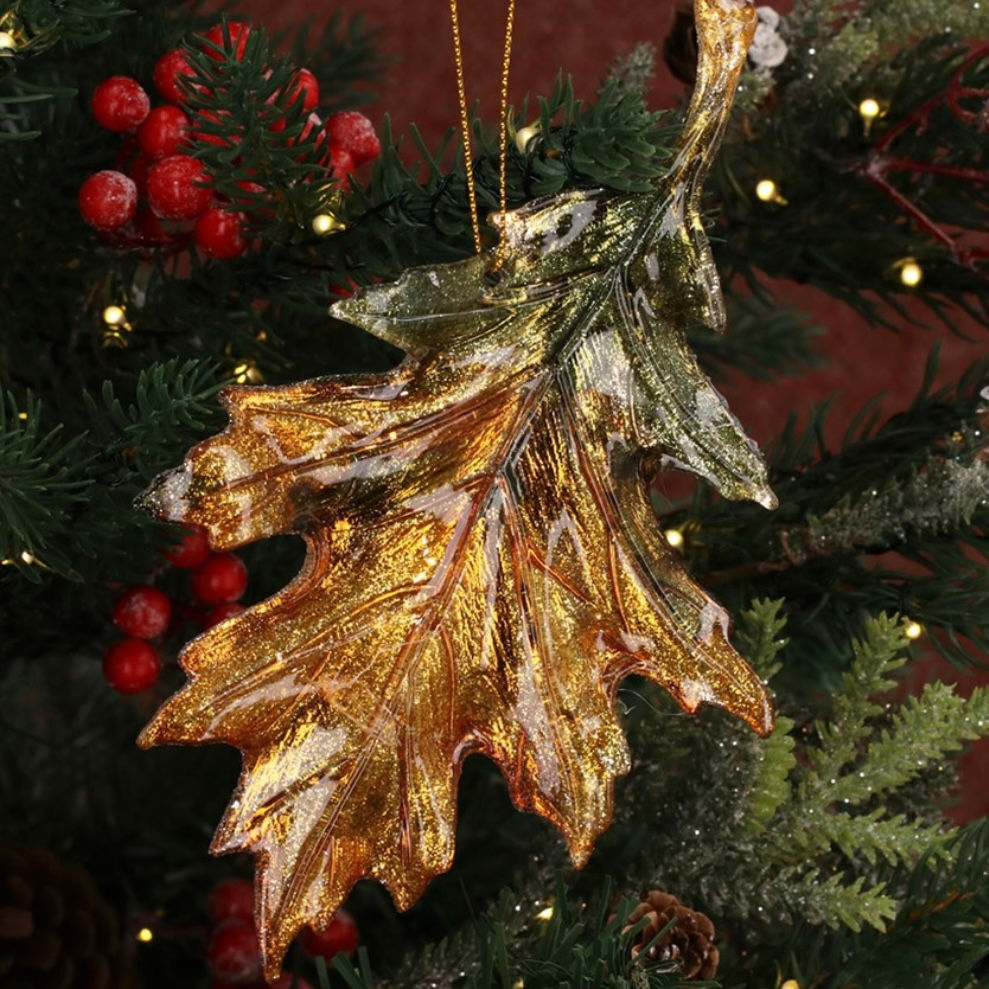 Amber/Green Acrylic Leaf dec