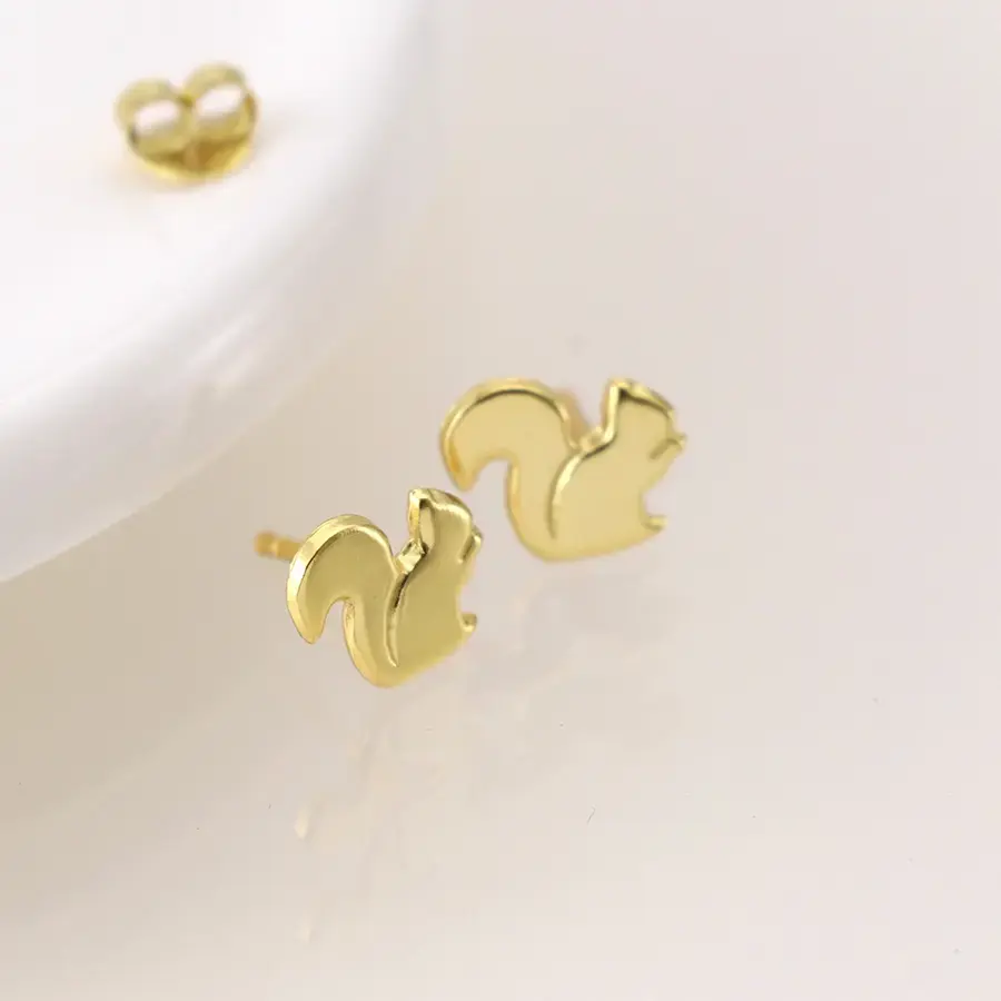Thumbnail: Gold Plated Squirrel Earrings