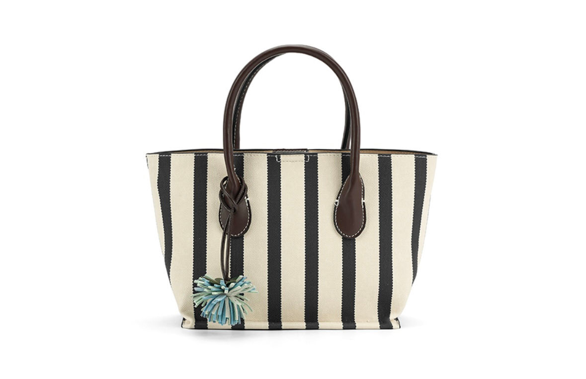 Black/Cream Canvas Stripe Bag