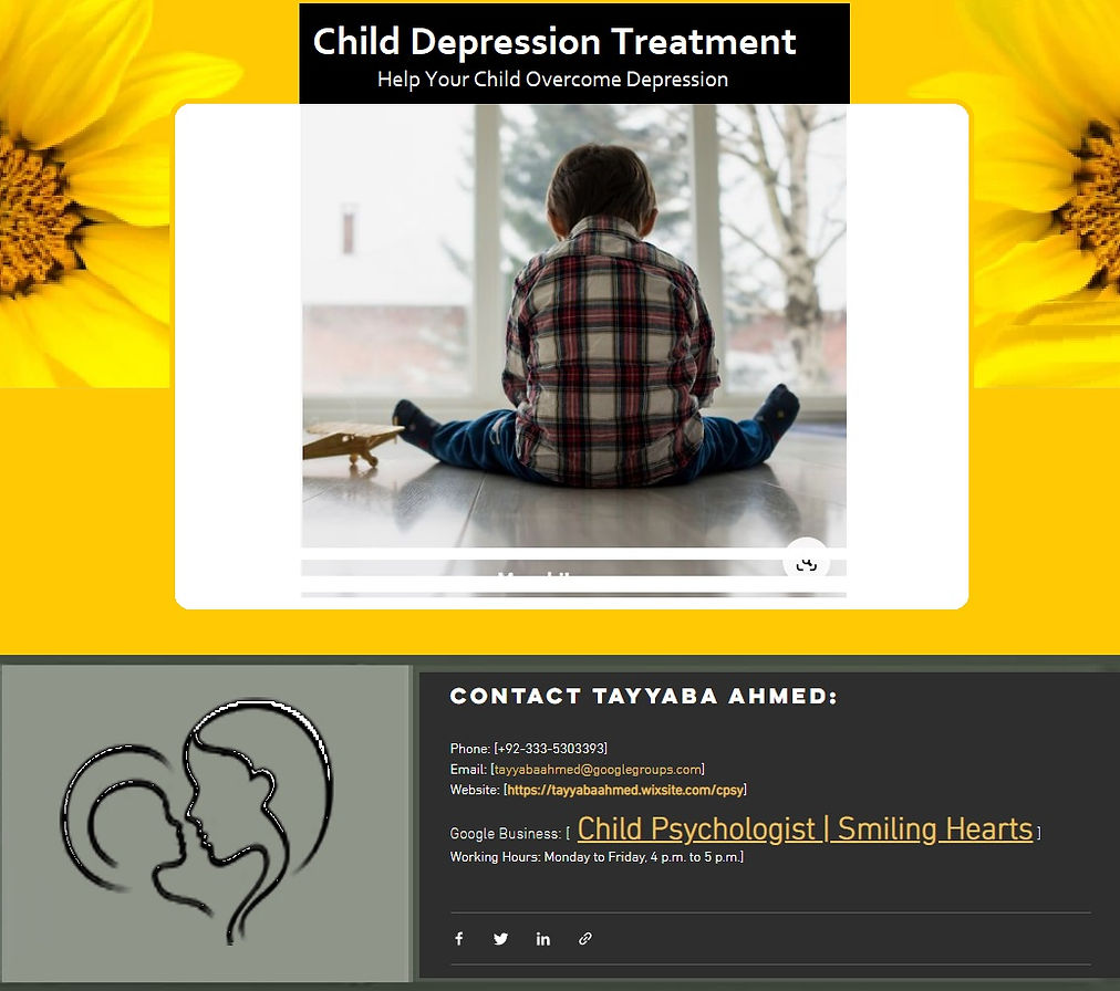 Child Depression Treatment - Child Psychologist - tayyaba Ahmed - Healing Hearts.jpg