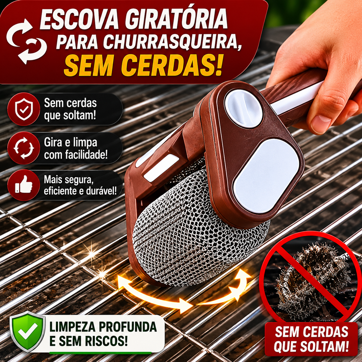 Escova de limpeza elétrica grill