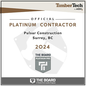 TimberTech-Platinum-Deck-Contractor-Certificate-Pulsar-Construction-Lower-Mainland-BC