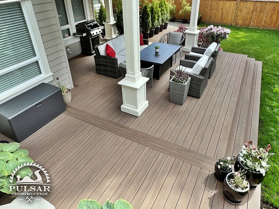 Brown TimberTech Advanced PVC Deck With Hot Tub Area Built In South Surrey BC