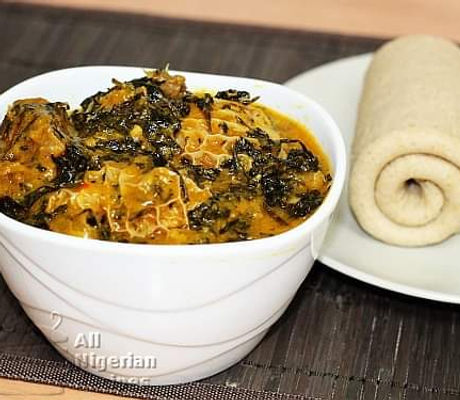 Assorted bitterleaf soup with swallow