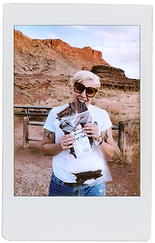 Fuji instax mini film photo portrait of Gabby Smarr of Foreverly Glad destination wedding photography in Moab Utah