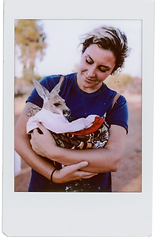 Fuji instax mini film photo portrait of Gabby Smarr of Foreverly Glad destination wedding photography with baby kangaroo