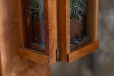 terrarium window lamp made with stained glass and wood