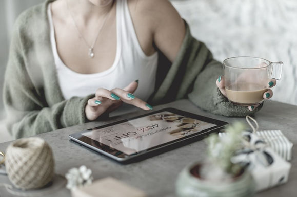 Woman on tablet,