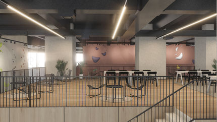 Mezzanine level with co-working and lounge area inside Boulder Planet Neo Soho Jakarta