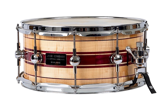 maple & purpleheart segment snare with chrome hardware