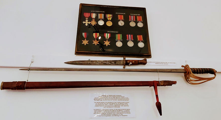 Dress sword and various medals