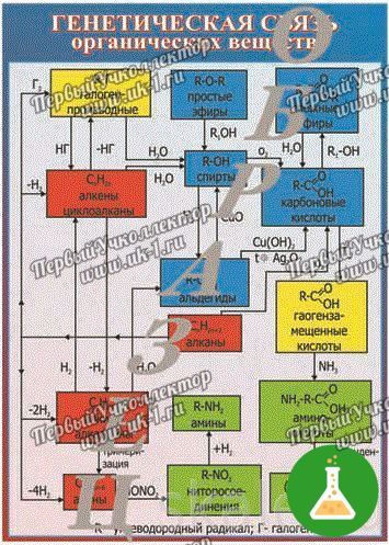 Таблица Генетическая связь органических веществ 1000х1400 винил