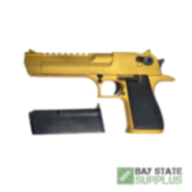 Actual Photo of used Gold Desert Eagle for sale at Bay State Surplus, left side view