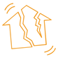 illustration vector of a house with cracking walls indicating facade retention