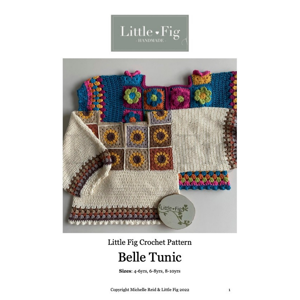 Thumbnail: BELLE Children's Flower Granny Square Tunic Top PDF Crochet Pattern