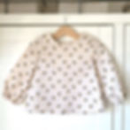 Handmade bee print cotton mavis blouse with plain neck and gathered sleeves by little fig