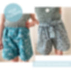 Thumbnail: Ashley unisex childrens shorts sewing pdf pattern with pockets and side ties by Little Fig