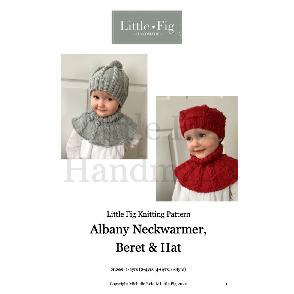 Thumbnail: ALBANY Beret, Hat and Neckwarmer PDF Knitting Pattern