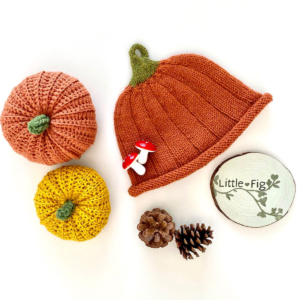 Thumbnail: Handmade pumpkin fall autumn halloween childrens pumpkin beanie hat pdf knitting pattern