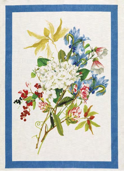 IBISCO Azzuro Linnen Theedoek - La Girafe Bleue en Tessitura Toscana Telerie