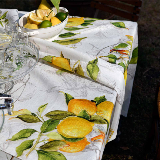 LIMONCELLO Linen Tablecloth - La Girafe Bleue and Tessitura Toscana Telerie