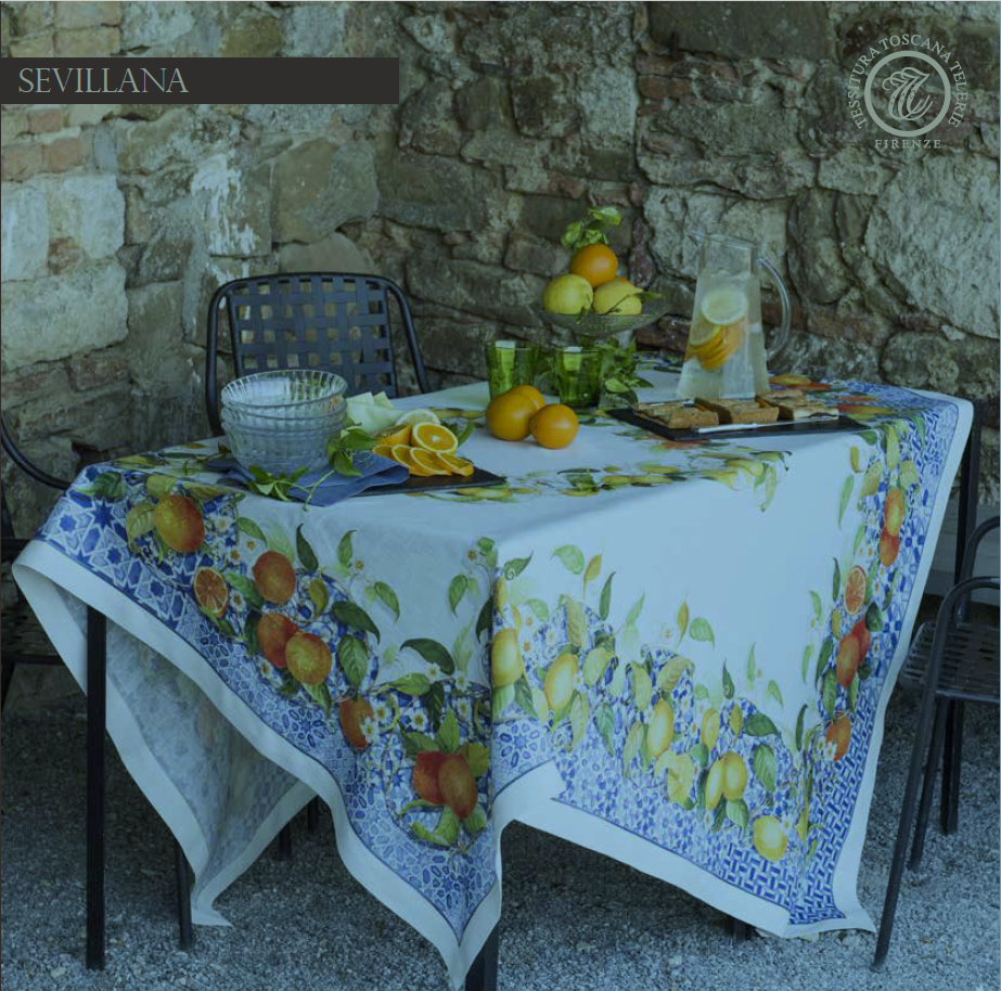 Thumbnail: SEVILLANA Linen Table Runner - La Girafe Bleue and Tessitura Toscana Telerie