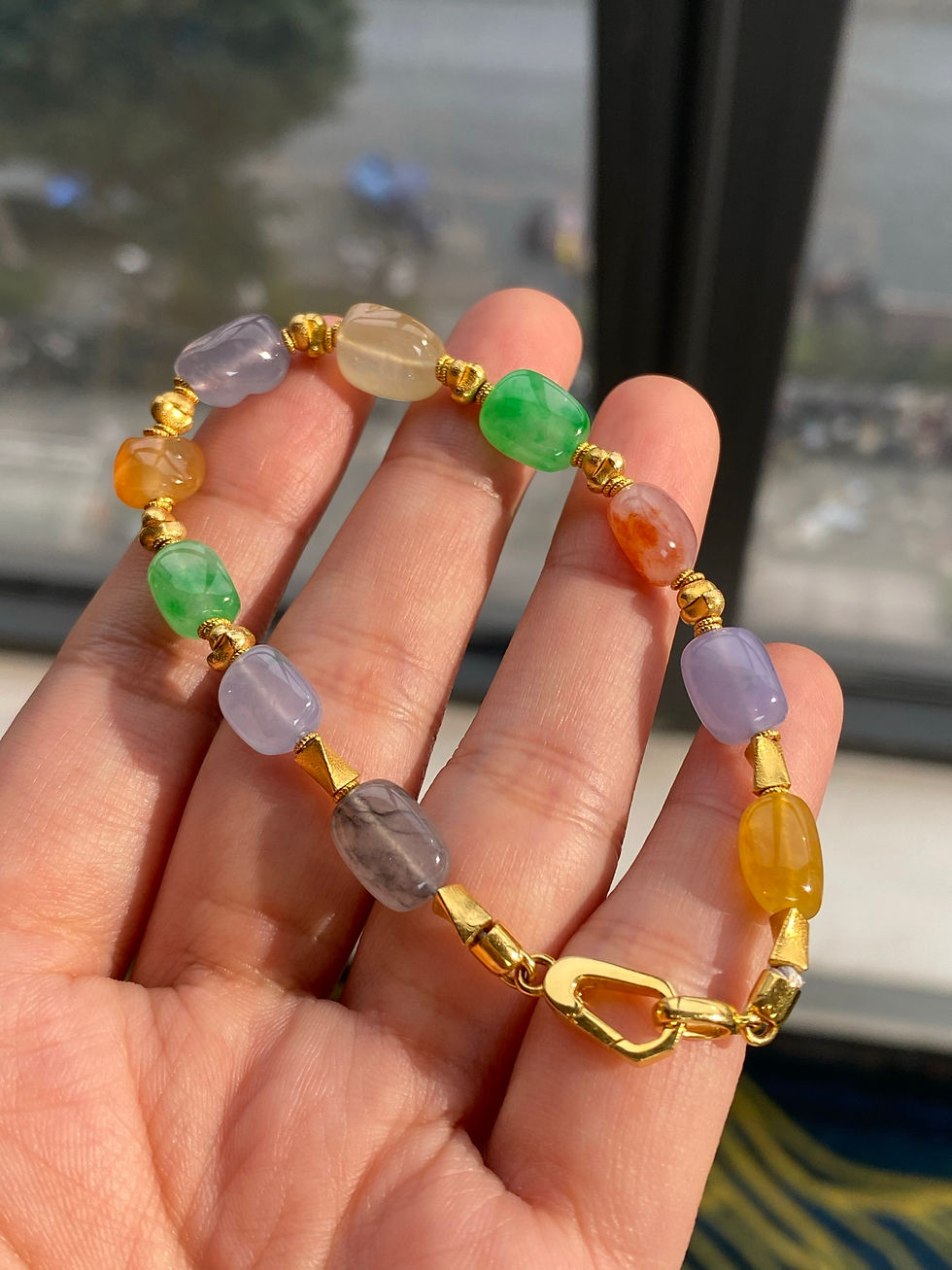 Hình thu nhỏ: Lắc tay/ dây chuyền 2in1 Freestyle ngọc Jadeite A vàng 18K