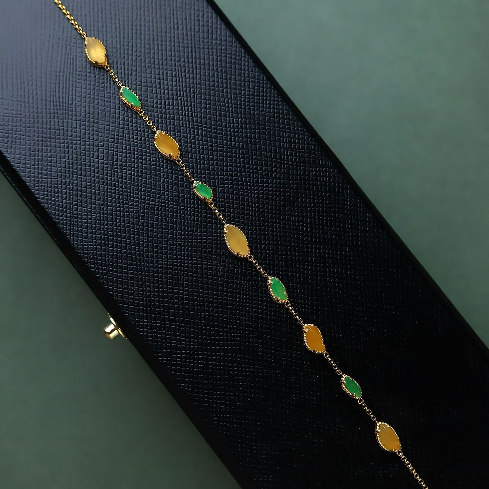 Lắc tay Mắt ngựa ngọc Jadeite A vàng 18K