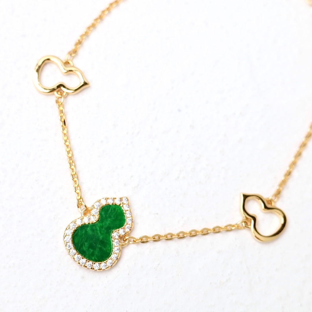 Lắc tay Hồ lô ngọc Jadeite A bạc 925